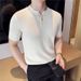 Men's Clothing Old Money Style Henley Collar Knitted Short Sleeved Polo Shirt Fashionable V Neck Trendy Half Sleeved T Shirt Top_viptrois.com