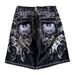 Heavy Embroidery Rhinestone Denim Shorts Trendy Harajuku Style For Men And Women Dark Color Style_viptrois.com