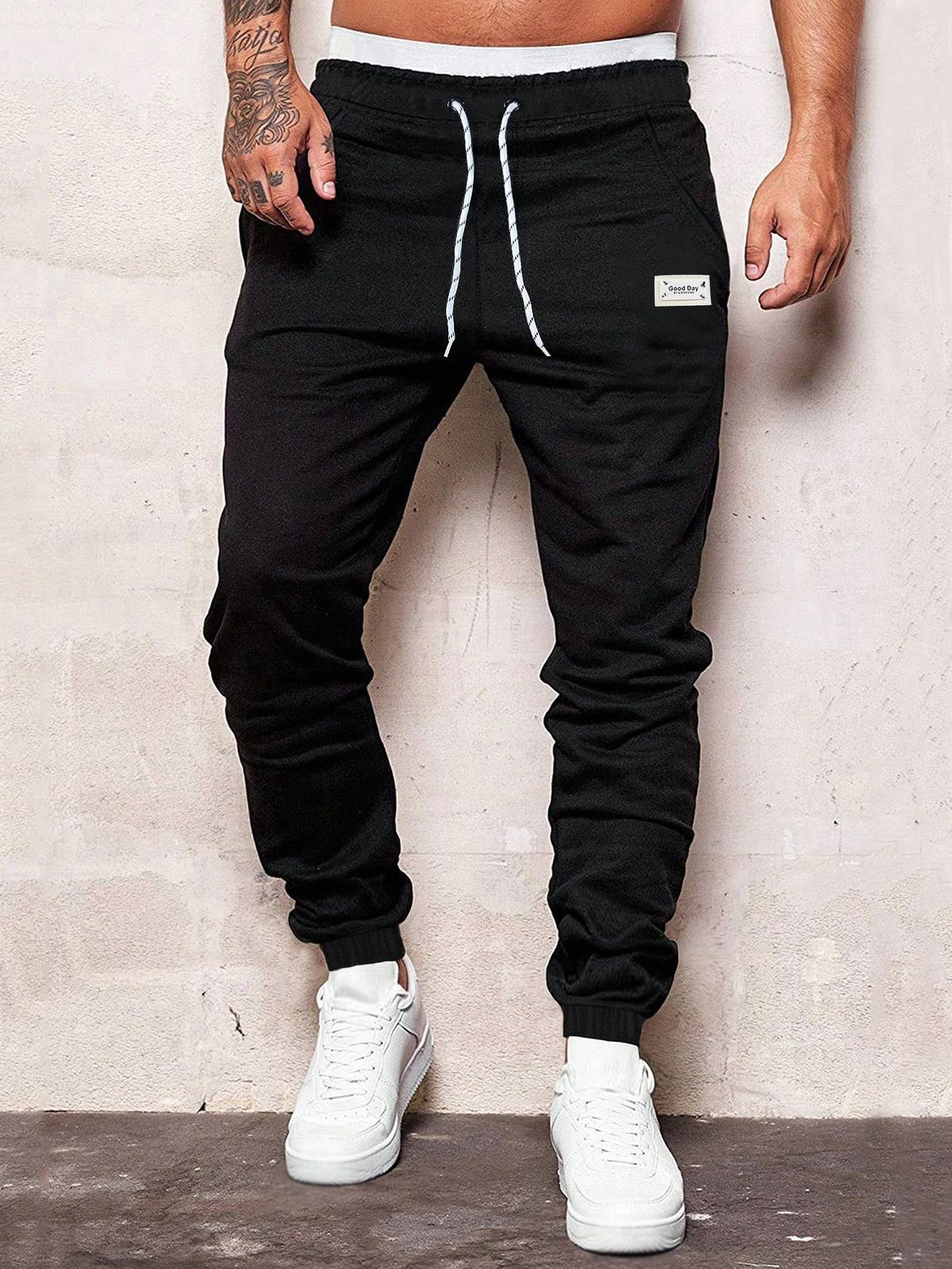 Men's Solid Color Sports Pants New Style Drawstring Casual Jogger Pants High Street Trendy Long Bottoms_viptrois.com