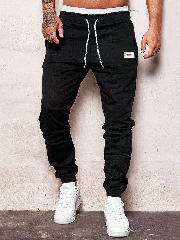 Men's Solid Color Sports Pants New Style Drawstring Casual Jogger Pants High Street Trendy Long Bottoms_viptrois.com