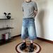 Men's Washed Whiskered Cropped Trousers Style Loose Fit Button Down Distressed Denim Shorts_viptrois.com