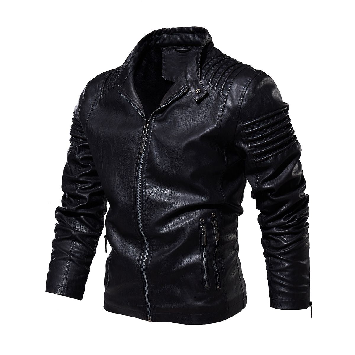 Men’s Premium Faux Leather Jacket – Stylish Biker Coat (Black, Espresso, Khaki, M-5XL)_viptrois.com