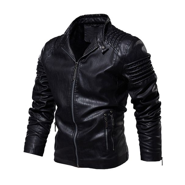 Men’s Premium Faux Leather Jacket – Stylish Biker Coat (Black, Espresso, Khaki, M-5XL)_viptrois.com
