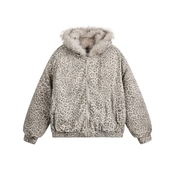 Men's Clothing Jiayiku Men's Clothing Winter New American Trendy Brand Leopard Print Cotton Jacket Quilted Jacket Velvet Lining Warm Cotton Coat_viptrois.com