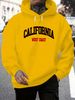 Men's Autumn And Winter Casual Fashion Loose Hooded Sweatshirt California West Coast Letter Printed Warm Long Sleeved Pullover_viptrois.com