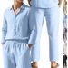 New Four-season Linen Collar Casual Loose Beach Sun Protection Long-sleeved Shirt And Pants Set For Men_viptrois.com