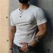 Solid Color Men New Summer Versatile Short Sleeve Henley Shirt Casual Men's T-Shirt_viptrois.com