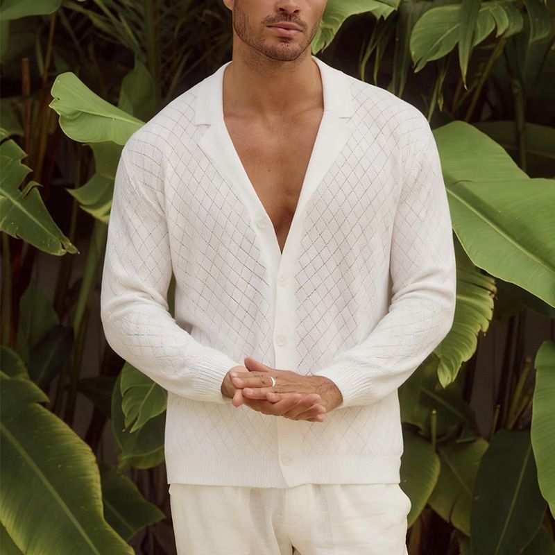 Men's Knitted Button Long Sleeved Shirts Autumn And Winter New Men's Breathable Shirt Tops_viptrois.com