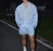 Summer Casual Lazy Style Set Loose Striped Shirt_viptrois.com