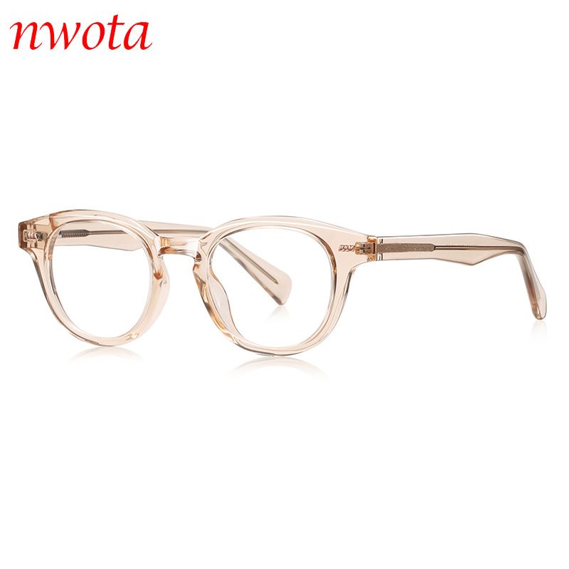 New Retro Flat Glasses Oval Frame Orange TR Glasses Frame Spring Core_viptrois.com