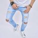Man's clothing Men's jeans trend casual ripped slim legs stretch men's pants_viptrois.com
