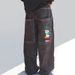 Men's Hip Hop Denim Jeans - Loose Fit Straight Leg Pants With Unique Print For Casual Streetwear (Black, S/M/L/Xl)_viptrois.com