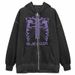 Y2K Skeleton Hoodie 90s Pattern Print Zip-Up Top Girl Sweatshirt_viptrois.com