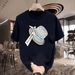 New Cotton Fashion Sense Printing Short-sleeved T-shirt Unisex Men Summer Tide Loose Hundred Tops_viptrois.com
