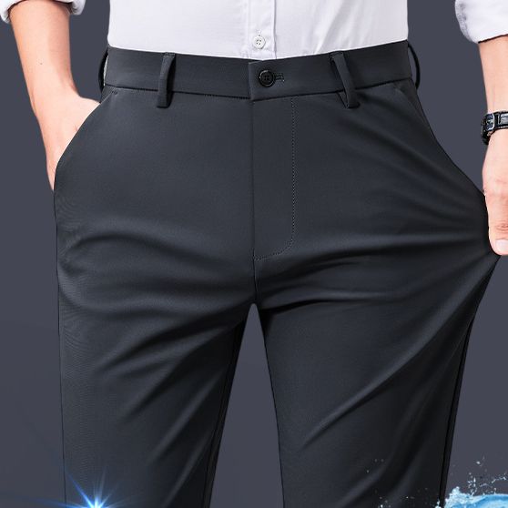 Men's Clothing Men's Straight Suit Trousers Men's Business Men's Trousers Black Slim Men's Formal Casual Trousers_viptrois.com