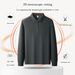 Men's Winter Thermal Polo Shirt With Fleece Lining, Comfortable Long Sleeve T-Shirt For Layering (Grey, Navy, Army Green, Beige, Maroon)_viptrois.com