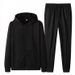 Men's Fleece-Lined Winter Set | Hooded Sweatshirt & Joggers | Thermal Polyester | Streetwear Essentials (Red/Gray/Black)_viptrois.com