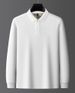Men's Long-Sleeve Polo Shirt – 100% Cotton, Split Hem, Embroidered Collar (M-4XL, 9 Colors, Business Casual)_viptrois.com