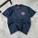 Men's Summer Short-Sleeved T-Shirt Breathable Cotton Blend Round Neck Vintage High Street Style Solid Color Five-Point Sleeve Shirt_viptrois.com