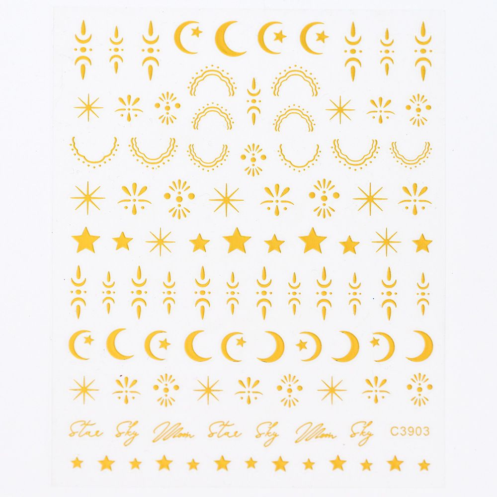 Japanese Style Star Moon Wings Nail Sticker Set - Holographic Silver, Feather Decals, Simple Cute Girl Nail Art Stickers_viptrois.com