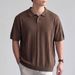 Men's Short Sleeve Polo Shirt Retro Solid Color Knitted Business Casual Summer Top New_viptrois.com