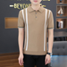 Summer New Collection: Ice Silk, Leading Striped Collar Polo Sweater, Short Sleeve Knitted T-shirt_viptrois.com