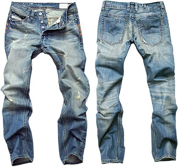 Men's Clothing Ripped Nostalgic Jeans Light Blue Casual All Match Straight Slim Button_viptrois.com