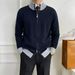 Autumn And Winter New Cardigan Sweater Men's Coat Jacket Contrast Color Stand Collar Business Warm Foreign Trade Cross Border Wholesale_viptrois.com