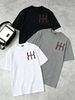 100% Cotton Men's 3-Pack T-shirts Abstract HH Monogram Print Crew Neck Short Sleeve Casual Tops In Black White Gray_viptrois.com