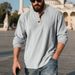 Men's Autumn Corduroy Henley Shirt - Vintage Loose Fit Casual Long Sleeve Top In Khaki, Olive, Grey, Brown, Burgundy, Black (S-Xxxl)_viptrois.com