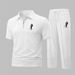 Men's 3D Printed Solid Color Waffle Suit Lapel Short Sleeve Zipper Pants Casual Spring Autumn_viptrois.com
