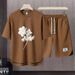 Men's Clothing 2024 Waffle Casual Summer Suit Men's Loose Teen Short sleeved T shirt Shorts Handsome Two piece Suit_viptrois.com