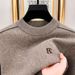 2025 Autumn Winter High-end Men's Thickened Crew Neck Knitted Sweater For Middle-aged, Plus Size, Loose Fit, Fashionable_viptrois.com