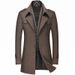 Men's Wool Wool Trench Coat Scarf Collar Mid Length Wool Coat Jacket_viptrois.com