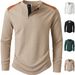 Men's Waffle-Knit Henley Long Sleeve Shirt - Retro High Neck Button-Up Casual Top (S-XXXL, 4 Colors)_viptrois.com