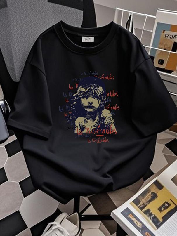 Les Miserables - White Shirt - S Unisex Soft Summer Stretched Top For Everyday Wear Homme Slightly Comfortable Graphic Fashion Streetwear_viptrois.com