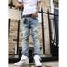 Streetwear Distressed Jeans – Slim Fit Vintage Washed Denim (S-3XL, Hip-Hop Stretch, Faded Blue, Casual Everyday Wear, Unisex Urban Style)_viptrois.com