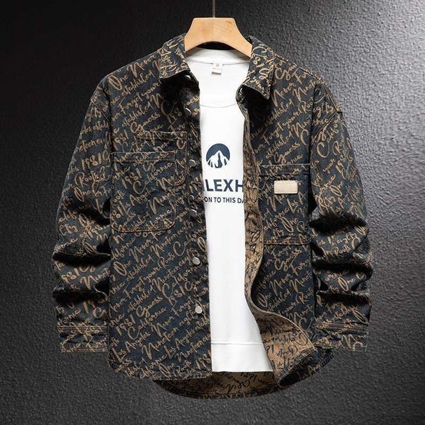 Northfold Light European American Loose Denim Men's Designer Vintage Jacquard Jacket Spring And Autumn Stylish Trendy_viptrois.com