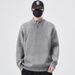 Half High Neck Zipper Sweater For Men, Loose Fitting Pullover, Solid Color Base, Knitted Sweater, Men's Trend_viptrois.com