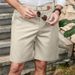 Men's Clothing Men's Linen Summer Solid Color Breathable Casual Straight Outdoor Daily Shorts_viptrois.com