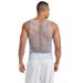 Men's Clothing Mesh Rhinestone Sexy Fishnet See Through Vest Party Nightclub Flash Diamond Top_viptrois.com
