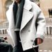 Men's Double-Breasted Wool-Blend Peacoat – Slim Fit Short Jacket For Urban Winter (White & Grey, S-Xxxl)_viptrois.com