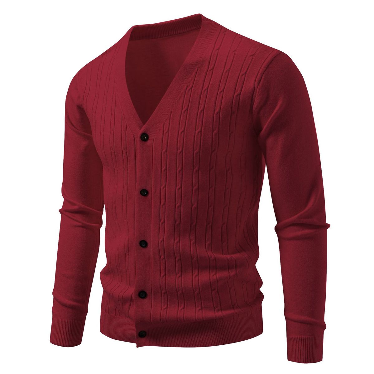 Men's V-Neck Knit Cardigan Sweater - Warm & Stylish Long Sleeve Pullover For Casual & Business Casual Wear_viptrois.com