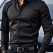 Men's Clothing Business Casual Men's Long Sleeves New Style Solid Color Simple_viptrois.com