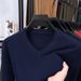 Men's V-Neck Knit Sweater - Solid Color Pullover For Autumn & Winter (Trendy Slim Fit, Versatile Layering Essential)_viptrois.com