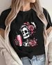 Unisex Día Muertos Halloween - Diseño De Calavera Femenina Con Detalles Festivos Flores, Bow, Bebidas,Camiseta Hombre/_viptrois.com
