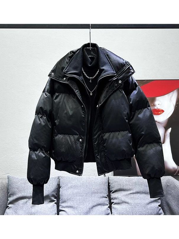 Winter New Solid Color Hooded Cotton Jacket Thickened Warm Trendy Casual Loose Down Jacket Outdoor Sports Daily Commuter Breadman_viptrois.com