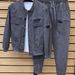 Men's Casual Two-Piece Set – Fleece-Lined Denim Jacket & Jogger Pants (Black/Grey, XL-6XL Sizing)_viptrois.com