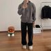 Men's Clothing Woolen Thickened Old Money Style Drape Wide Trousers Soft Glutinous Knitted Straight Cleanfit Trousers_viptrois.com