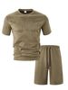 Men's Clothing Summer Thin Suede Casual Sports Short Sleeved T Shirt Set_viptrois.com